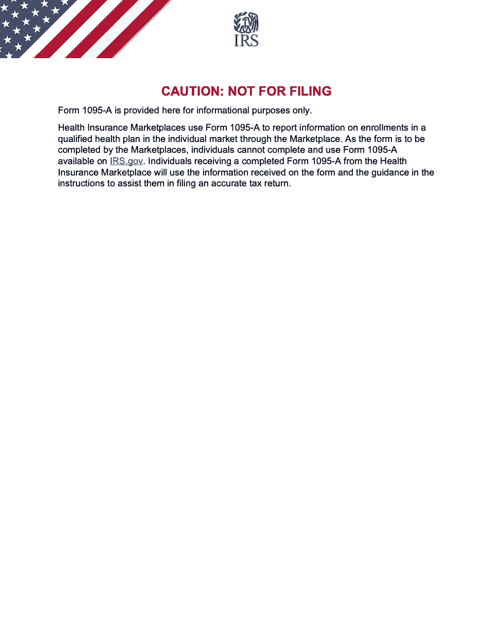 Page 1 of 3 of the official IRS Form 1095-A PDF (2025 edition)