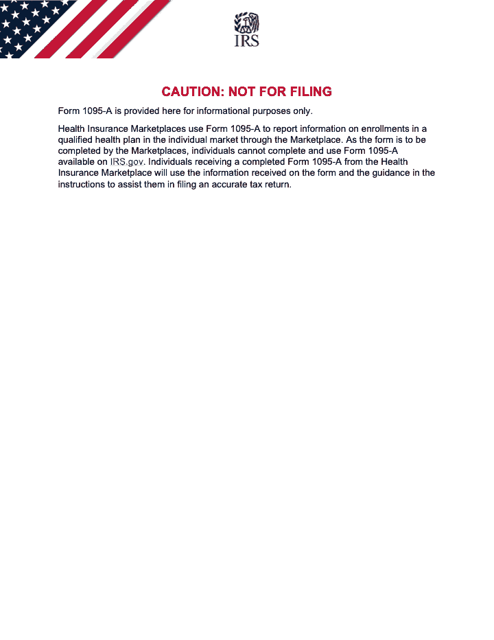 Page 1 of 3 of the official IRS Form 1095-A PDF (2025 edition)