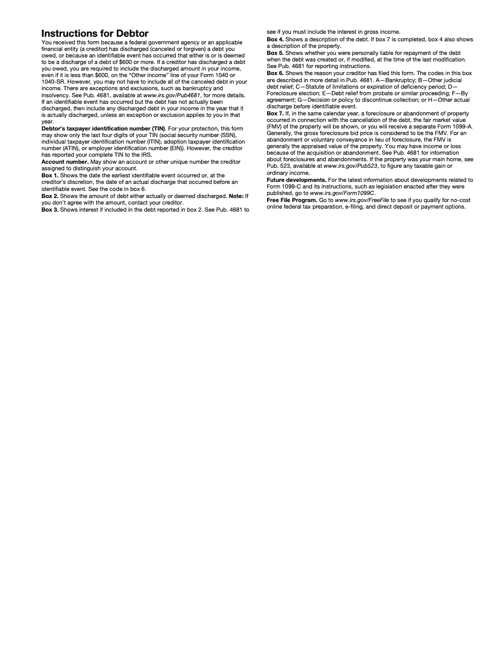Page 4 of 4 of the official IRS Form 1099-C PDF (Rev. April 2025)