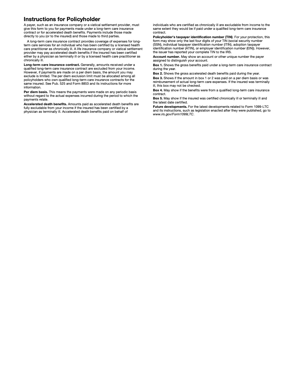 Page 3 of 5 of the official IRS Form 1099-LTC PDF (Rev. April 2025)