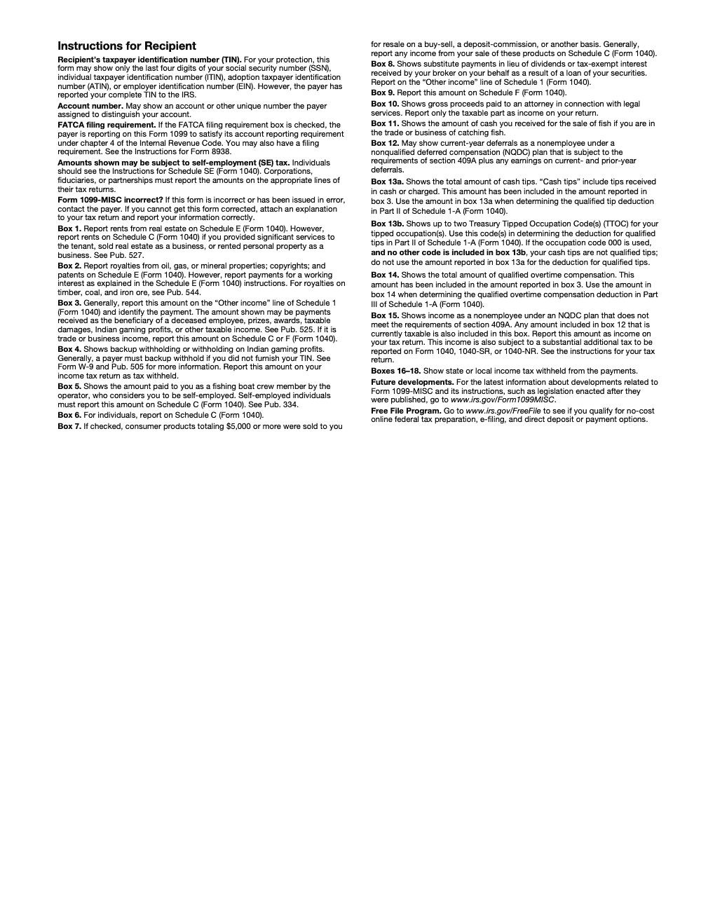 Page 5 of 6 of the official IRS Form 1099‑MISC PDF (Rev. December 2026): instructions
