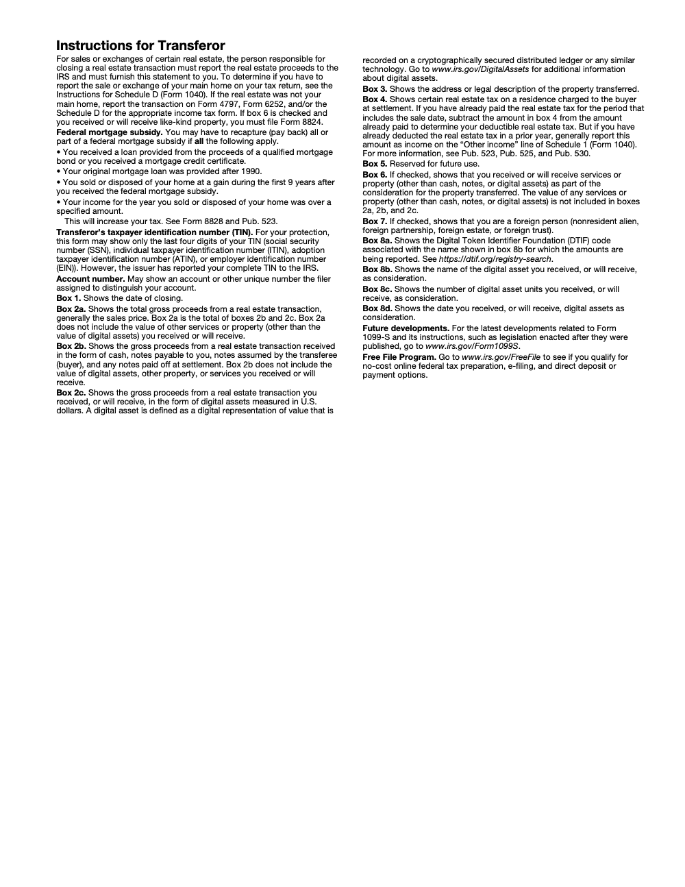 Page 4 of 4 of the official IRS Form 1099‑S PDF (Rev. December 2026)