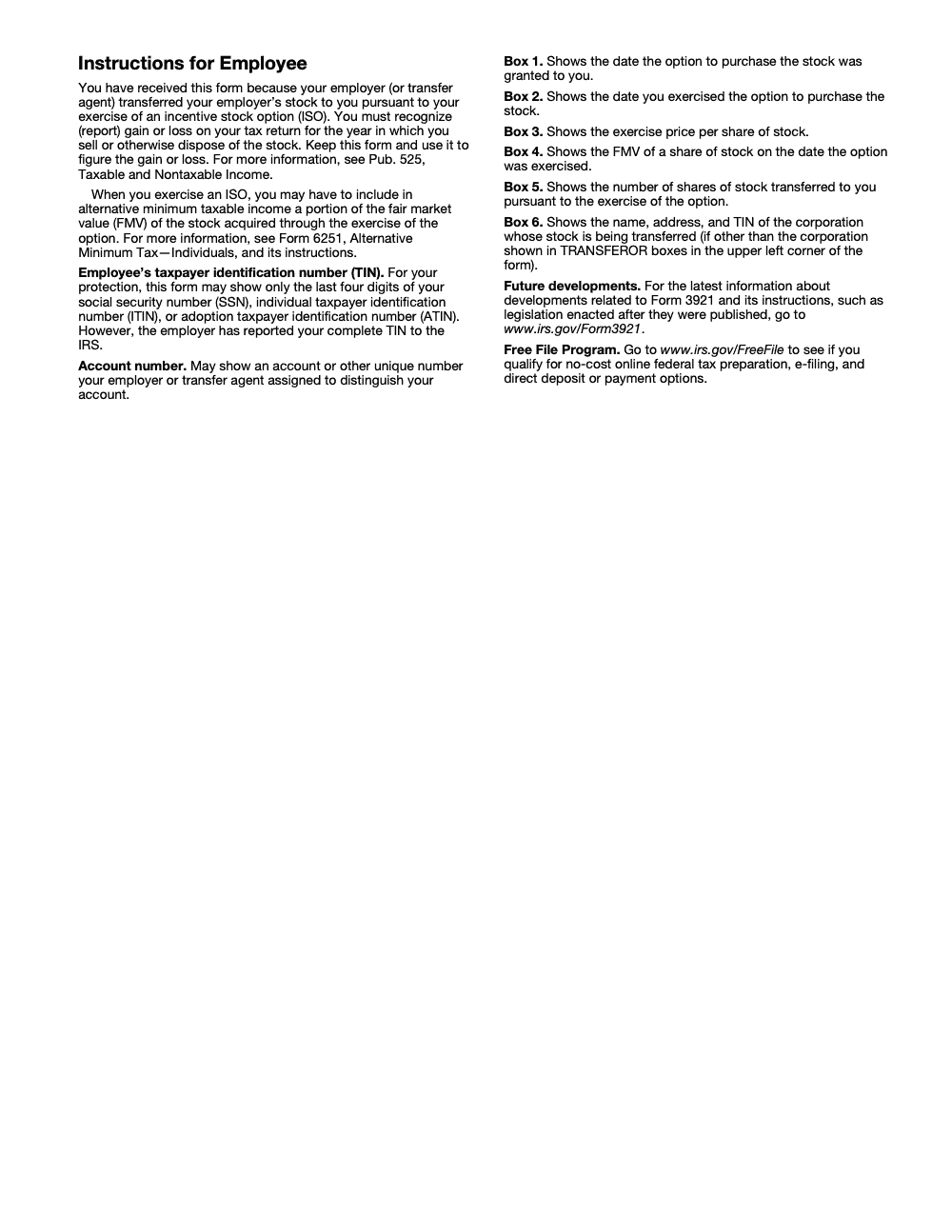 Page 3 of 4 of the official IRS Form 3921 PDF (Rev. April 2025): instructions