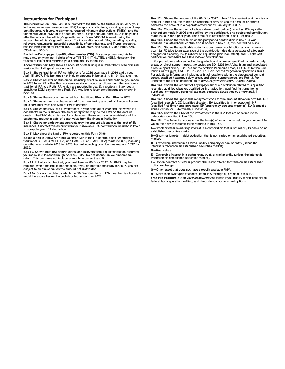 Page 4 of 4 of the official IRS Form 5498 PDF (2026 edition)