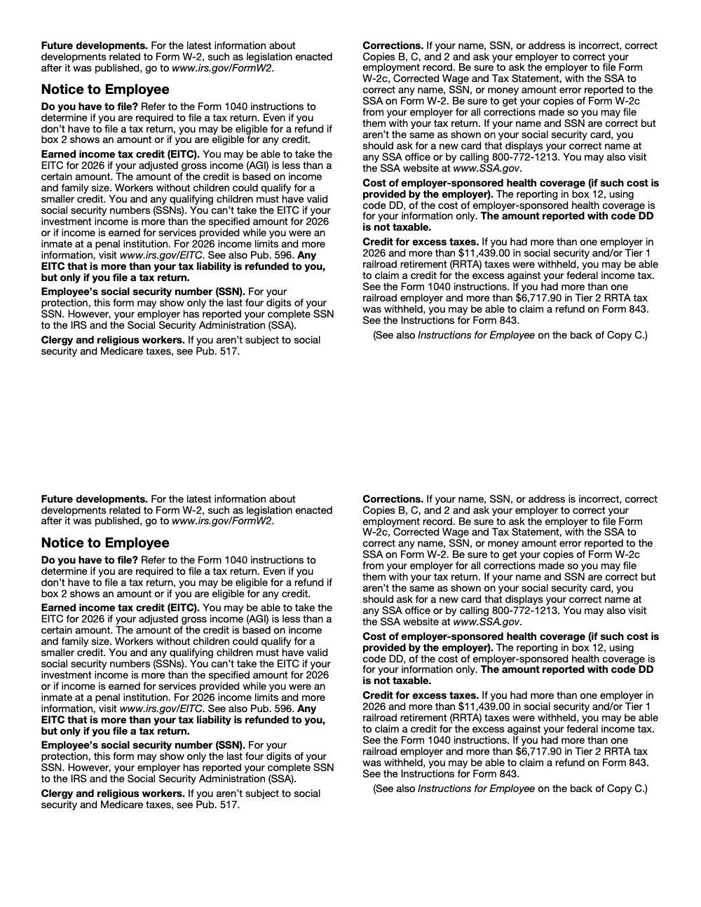 Page 5 of 11 of the official IRS Form W‑2 PDF (2026 edition)