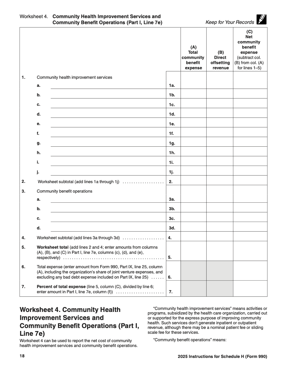 Page 18 of 24 of the official IRS Form 990 Schedule H PDF (2025 edition): Parts I, IX