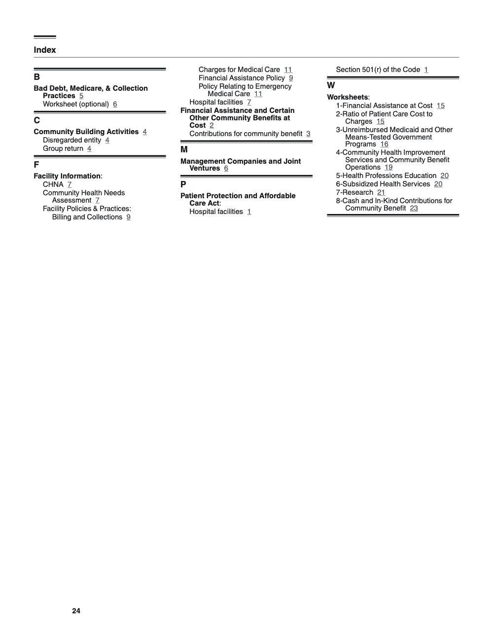 Page 24 of 24 of the official IRS Form 990 Schedule H PDF (2025 edition)